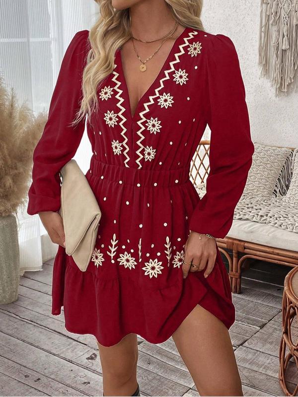 LOTTIE™ – Elegantes, langärmeliges Freizeitkleid mit Stickerei