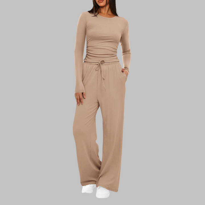BELLE™ - Freizeit-Set aus Langarmshirt und Hose mit weitem Bein