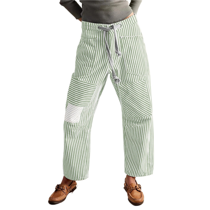 PERLAH™ – Elegante gestreifte Hose mit weitem Bein und Kordelzug