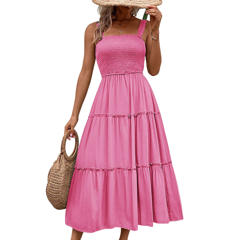 TESSIE™ – Lässiges rückenfreies Sommerkleid mit gerafftem Saum und Rüschen