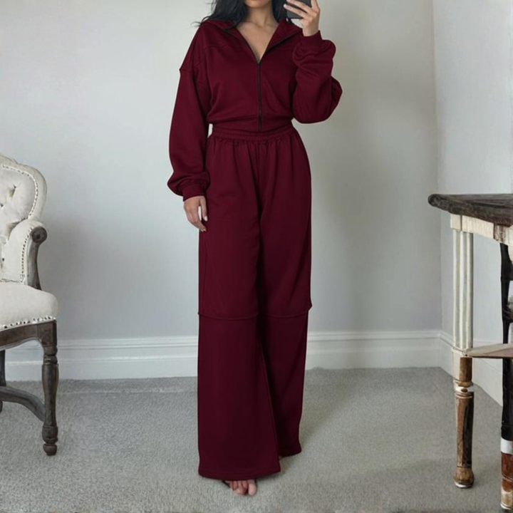 DARA™ - Bequemes Kapuzen-Sweatshirt mit Reißverschluss und Hose mit elastischem Bund