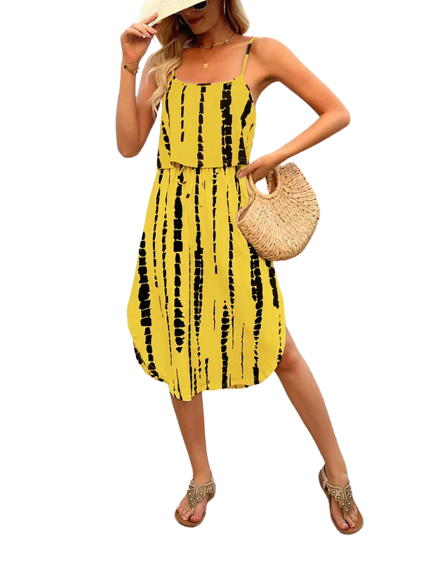 SOFIA™ – Freizeitkleid mit seitlichem Schlitz, Batikmuster und Blumenprint