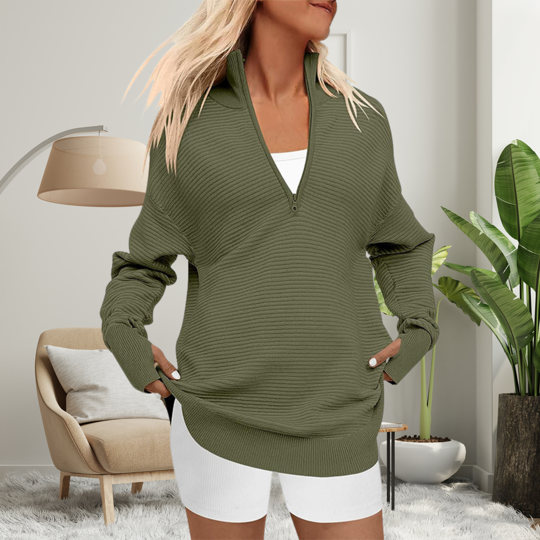 QUINN™ – Gemütlicher Langarm-Pullover mit Reißverschluss und Kragen
