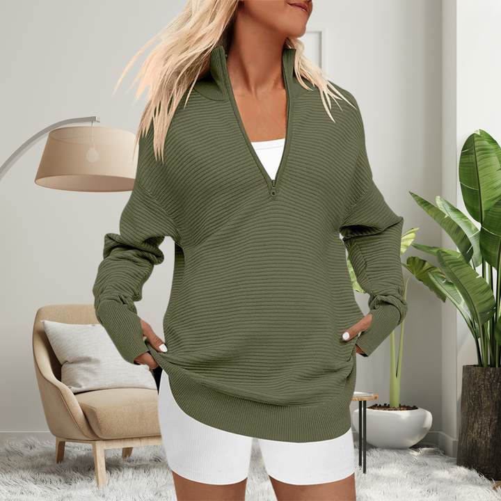 QUINN™ – Gemütlicher Langarm-Pullover mit Reißverschluss und Kragen