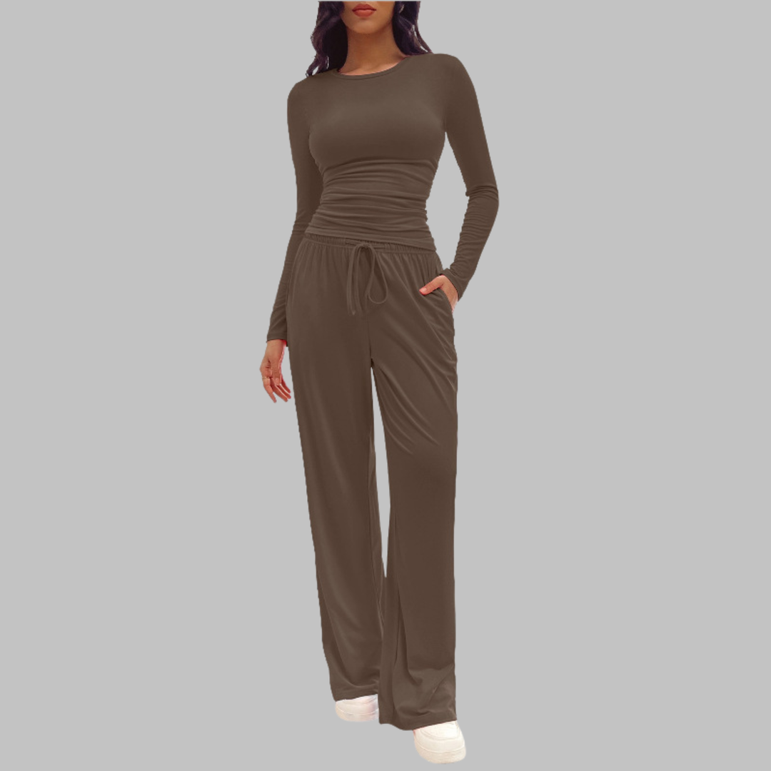 JANNY™ - Freizeit-Set aus Langarm-Top und Hose mit weitem Bein