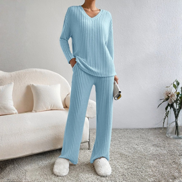 ENLINS™ – Freizeit-Set mit langärmligem V-Ausschnitt und Hose