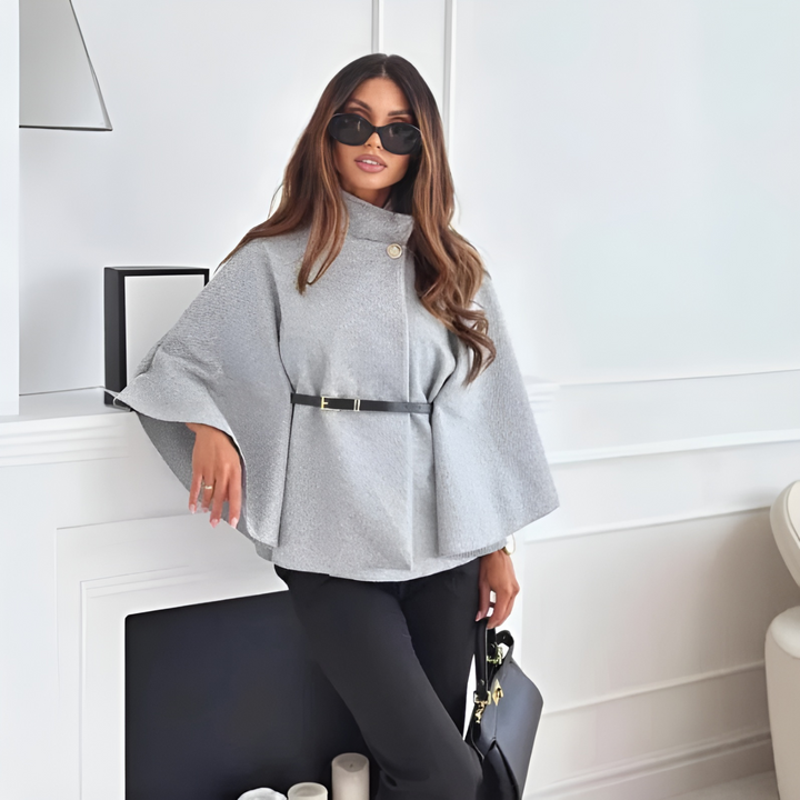 FENITH™ - Elegantes hochgeschlossenes Cape-Top mit Gürtel
