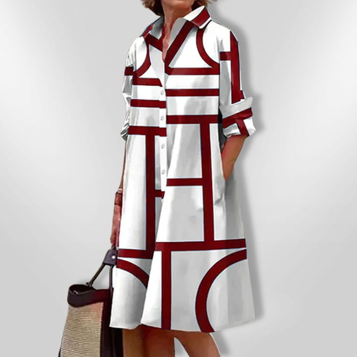 CHEZKA™ – Elegantes geometrisches Midikleid