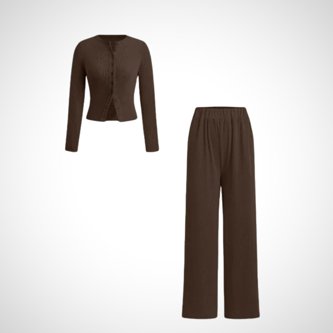 COLY™ - Gemütliches Langarm-Oberteil und Hose mit Knopfleiste