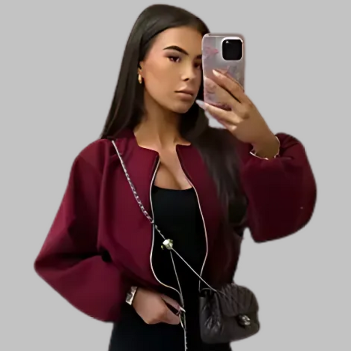 DHANE™ – Schickes Langarm-Crop-Top mit Reißverschluss