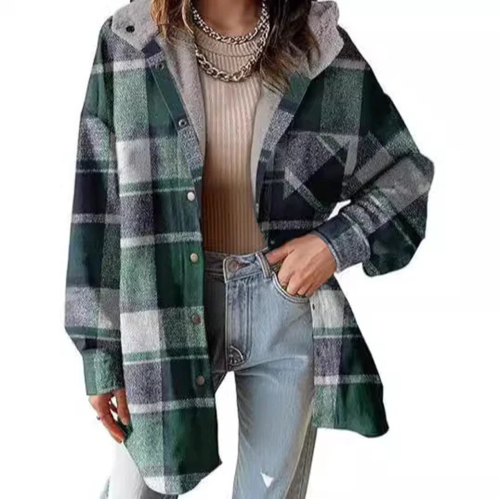 TALLULAH™ - Leger geschnittene karierte Kapuzenjacke