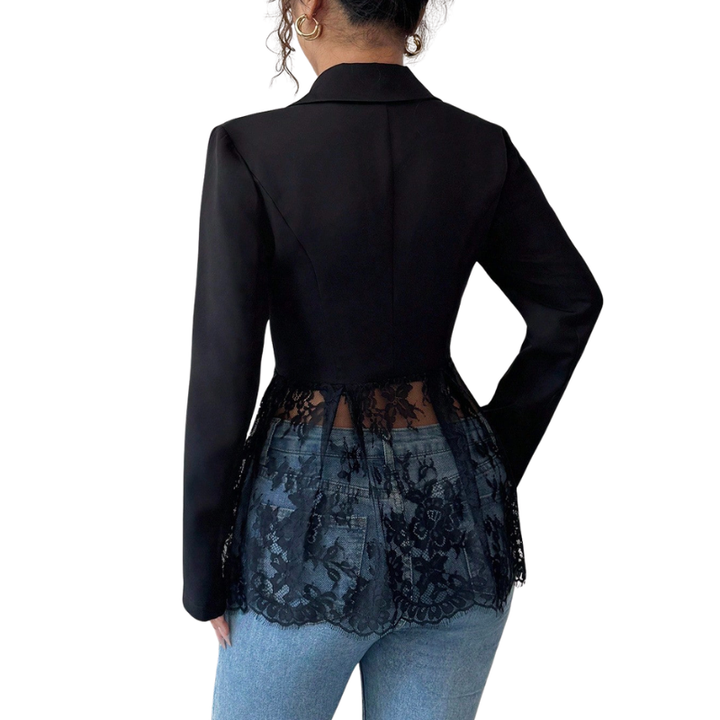 RAFAELA™ – Moderner strukturierter Blazer mit Spitzenbesatz