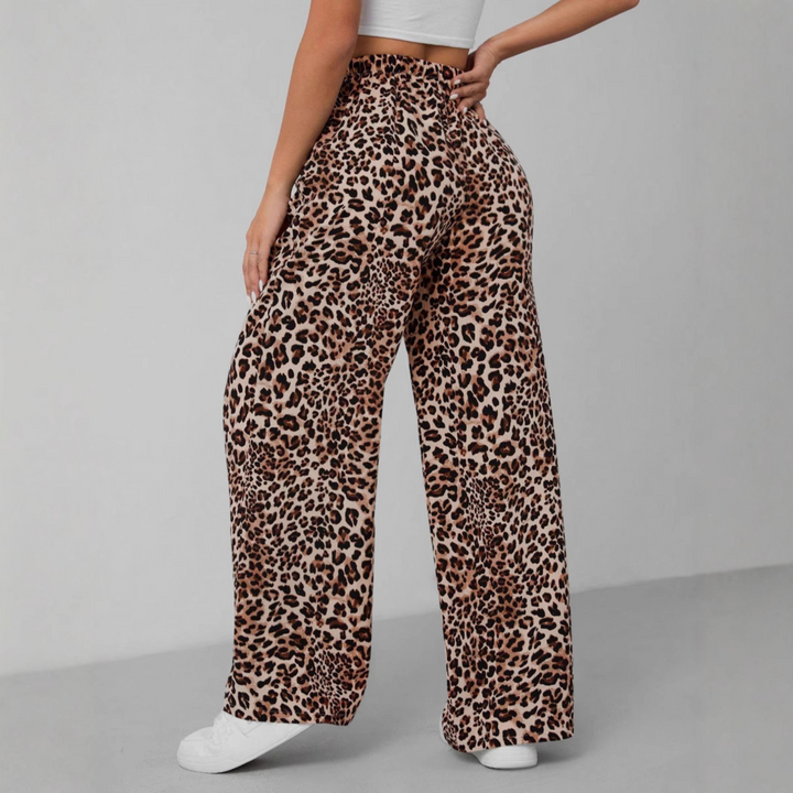 SYALA™ - Vintage-Leopardenhose mit weitem Bein und Bindedetail vorne