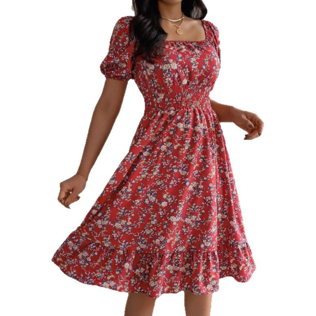 HIRAYA™ – Klassisches Sommerkleid mit eckigem Ausschnitt und Rüschen