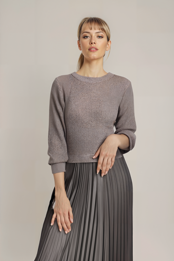 SOPHIA™ – Strickpullover & Plissierter Satinstoffrock