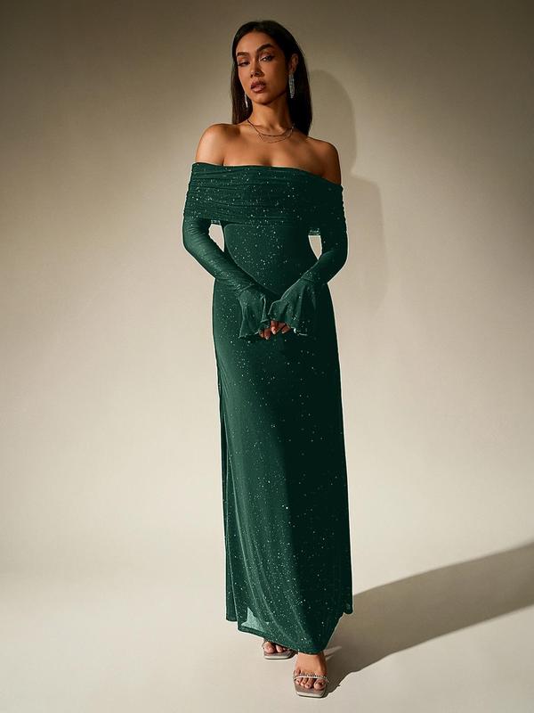 DARCIE™ - schulterfreies, gerafftes Pailletten-Bodycon-Abendkleid