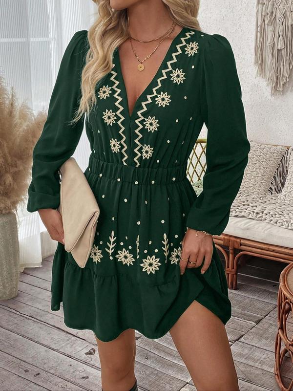 LOTTIE™ – Elegantes, langärmeliges Freizeitkleid mit Stickerei