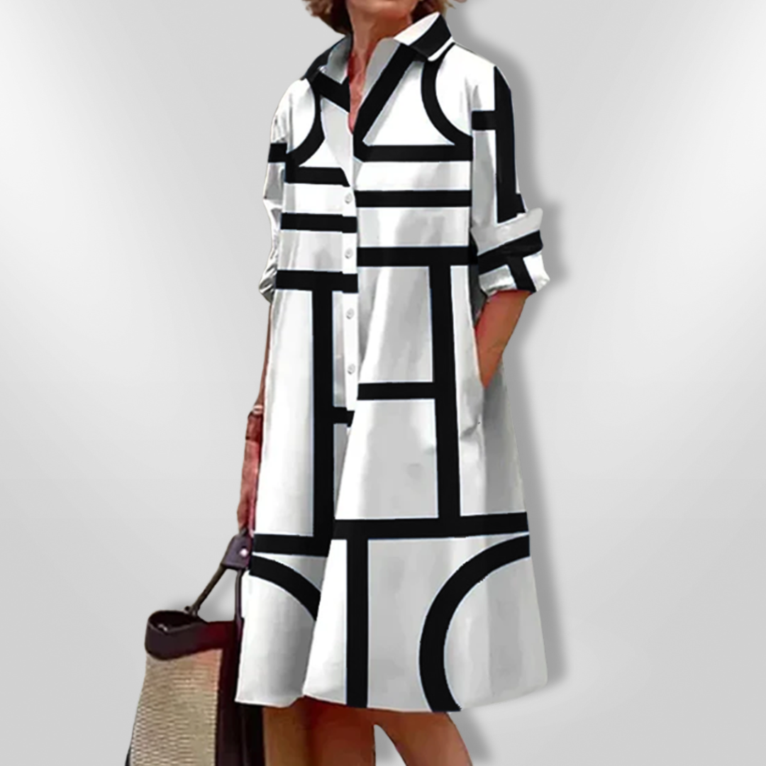 CHEZKA™ – Elegantes geometrisches Midikleid