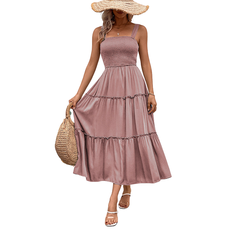 TESSIE™ – Lässiges rückenfreies Sommerkleid mit gerafftem Saum und Rüschen
