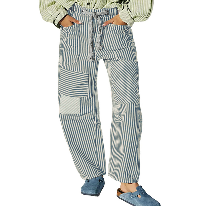 PERLAH™ – Elegante gestreifte Hose mit weitem Bein und Kordelzug