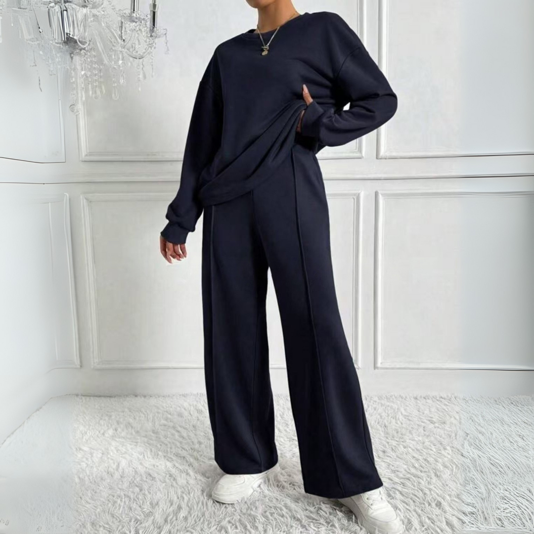 TINIDOR™ - Set aus langärmeligem Sweatshirt und High-Waist-Hose für die Freizeit
