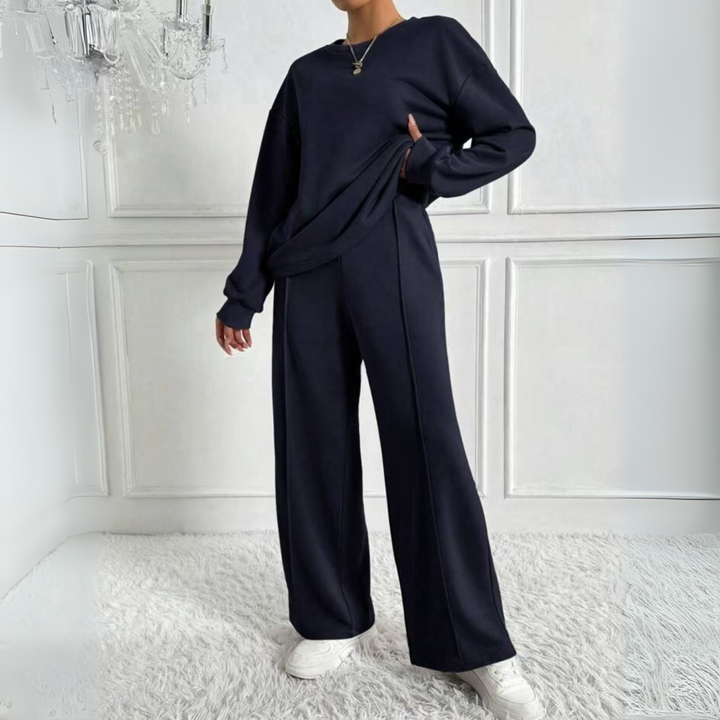 TINIDOR™ - Set aus langärmeligem Sweatshirt und High-Waist-Hose für die Freizeit