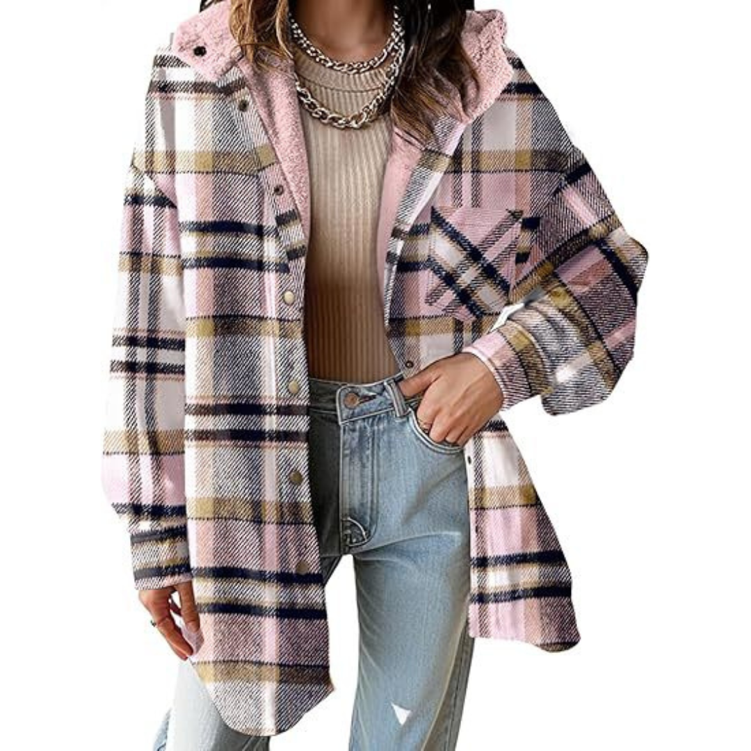 TALLULAH™ - Leger geschnittene karierte Kapuzenjacke