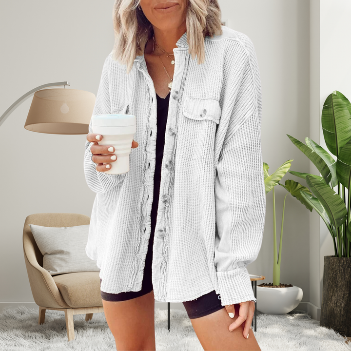 FAYE™ - Gemütliche locker sitzende Fledermausärmel-Knopfjacke