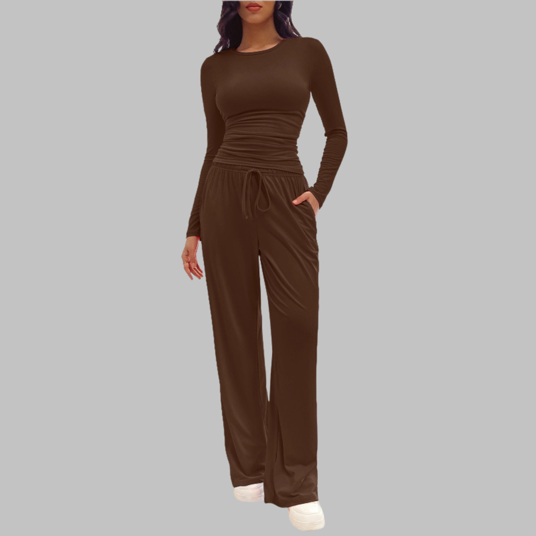 JANNY™ - Freizeit-Set aus Langarm-Top und Hose mit weitem Bein