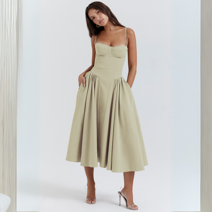TRENTA™ – Schickes Spaghetti-Träger Bodycon Midikleid
