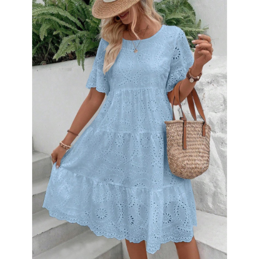 RAEMI™ – Elegantes Boho-Sommerkleid mit Rundhalsausschnitt