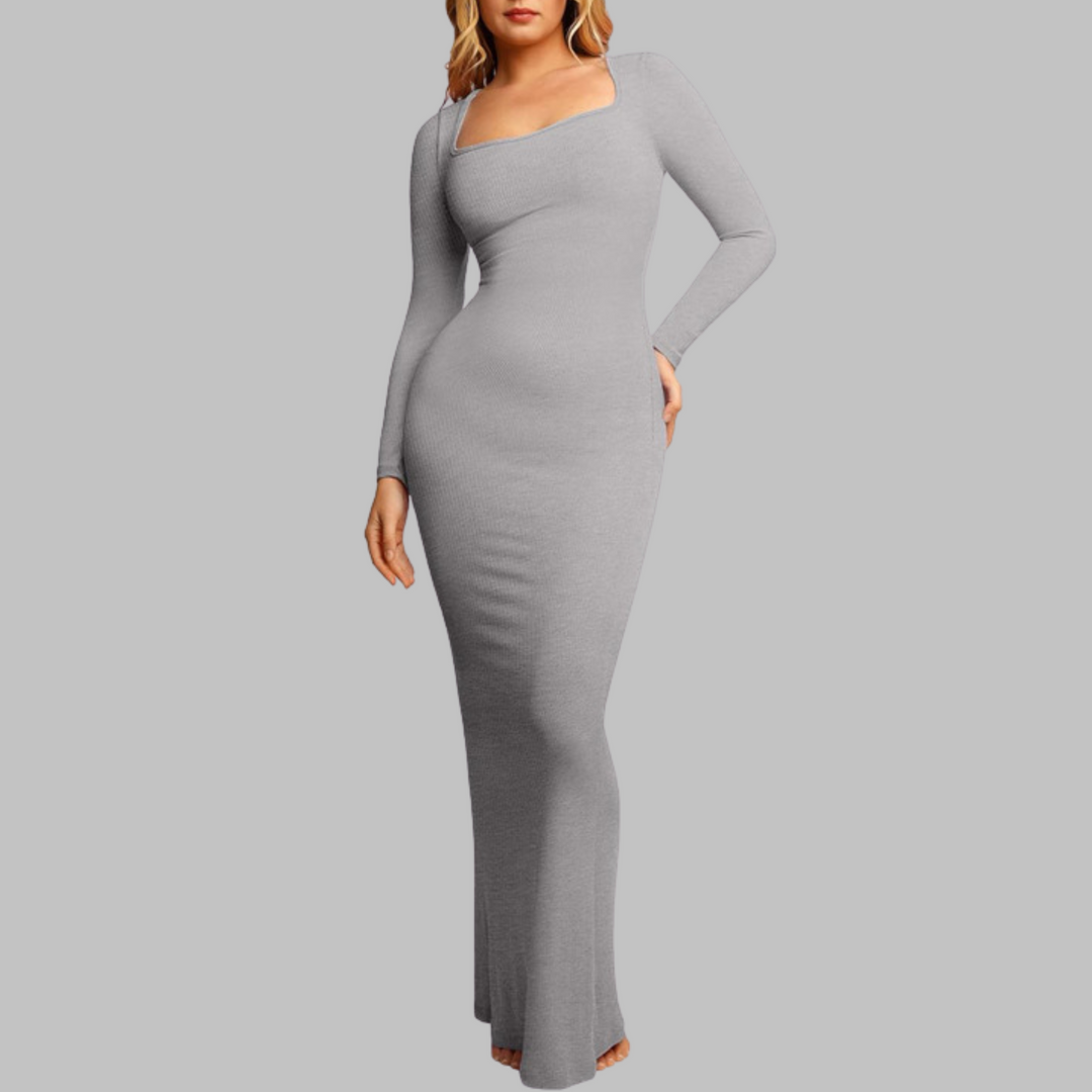 PITO™ - Lässiges Midi-Kleid mit langen Ärmeln und integrierter Shapewear