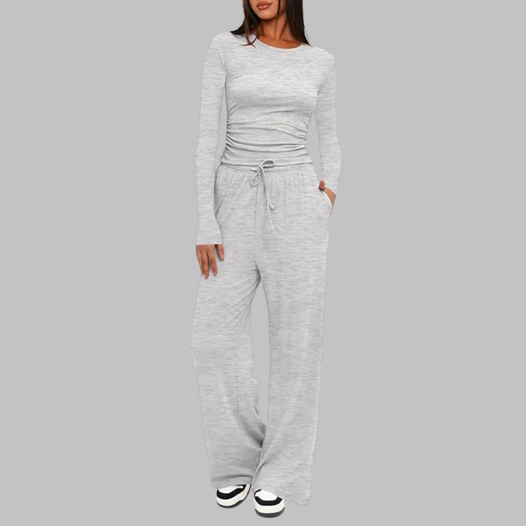 BELLE™ - Freizeit-Set aus Langarmshirt und Hose mit weitem Bein