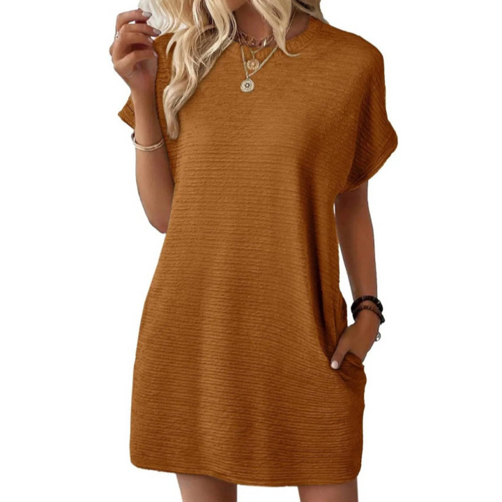 EVASHA™ – Lässiges minimalistisches Rundhals-Sommerkleid