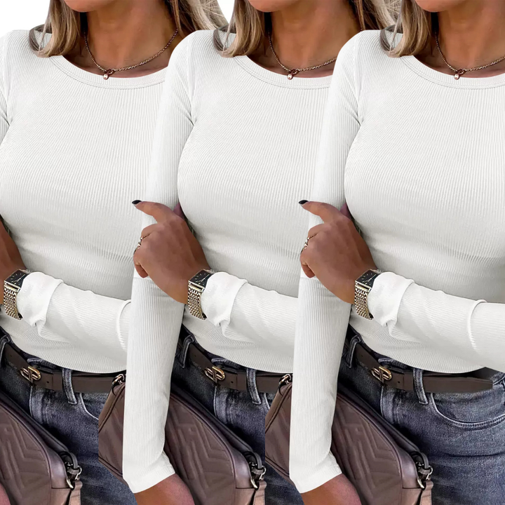 KARIN™ - Bequemes Rippstrick-T-Shirt mit Rundhalsausschnitt