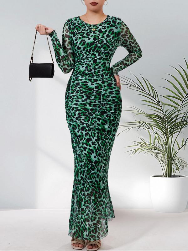 ALIANNA™ – Elegantes Leopardenmuster-Bodycon-Kleid mit Raffungen für Partys