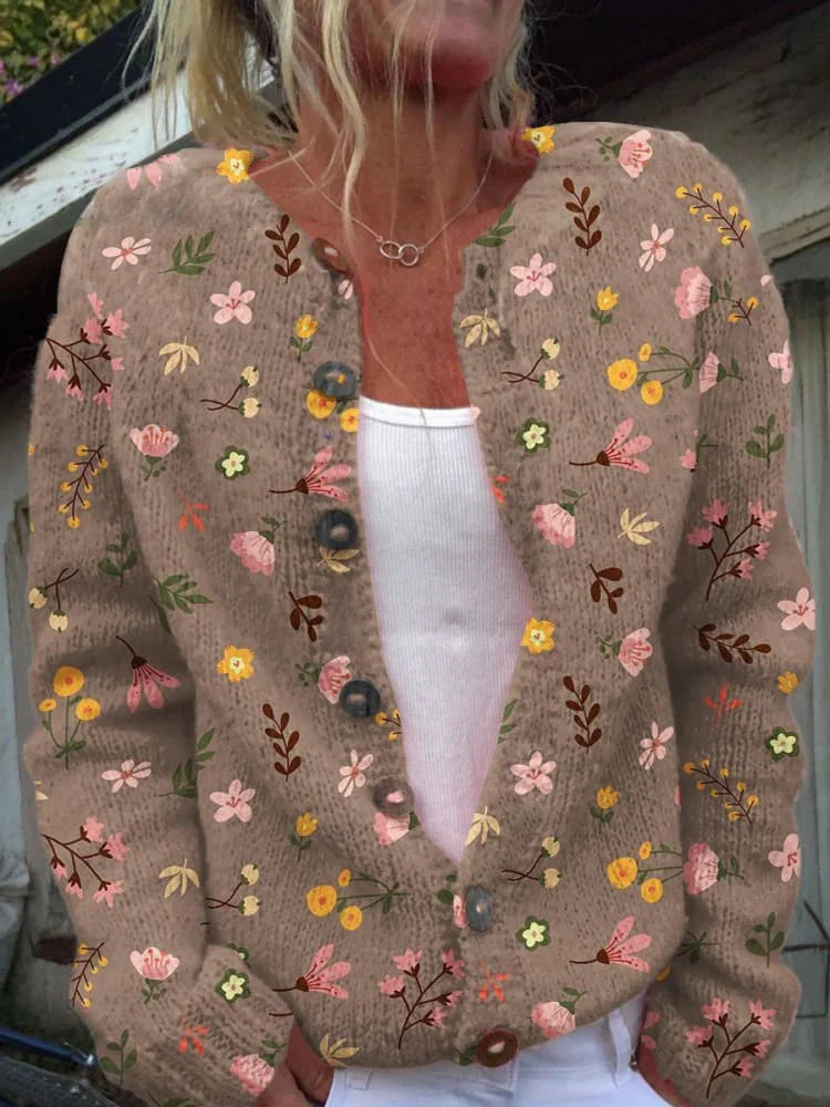 FLORA™ - Vintage-Blumen-Strickjacke