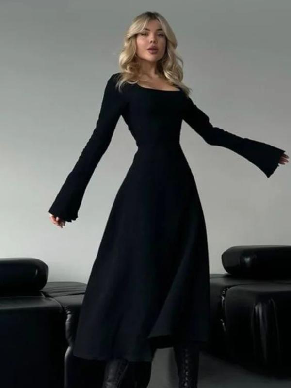 ERIN™ - Raffiniertes A-Linien-Maxikleid mit Schnürung, Rückenausschnitt und Rüschenärmeln