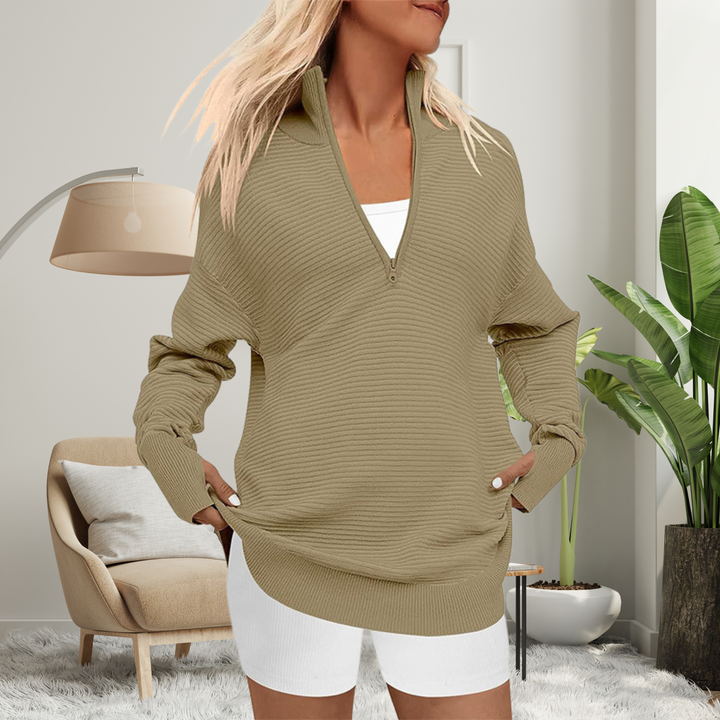 QUINN™ – Gemütlicher Langarm-Pullover mit Reißverschluss und Kragen