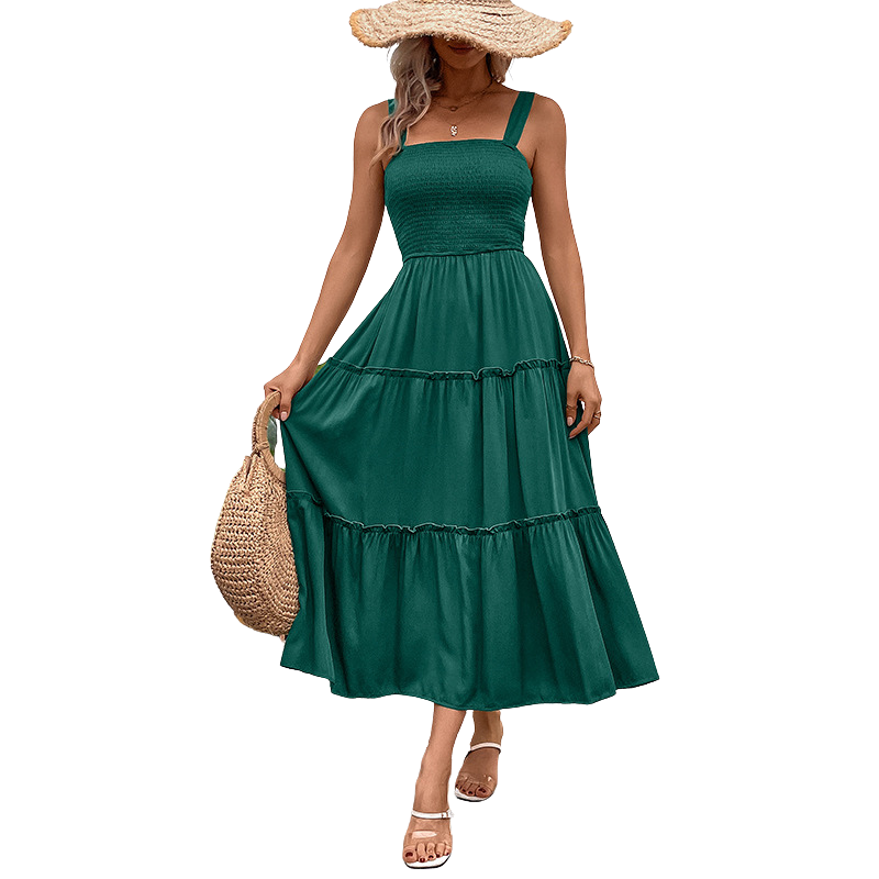 TESSIE™ – Lässiges rückenfreies Sommerkleid mit gerafftem Saum und Rüschen