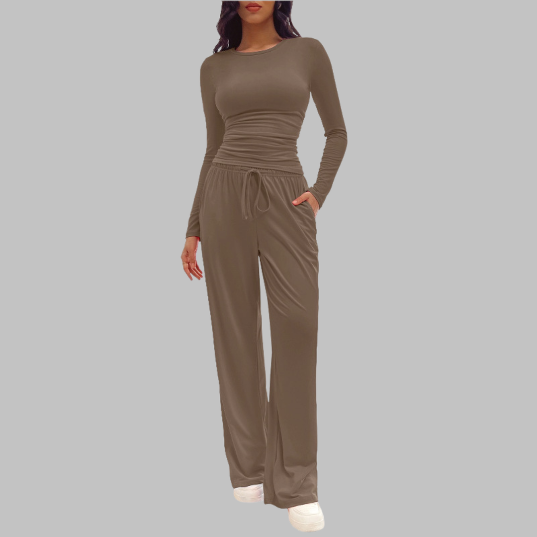 JANNY™ - Freizeit-Set aus Langarm-Top und Hose mit weitem Bein