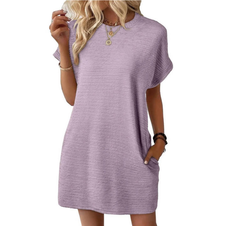 EVASHA™ – Lässiges minimalistisches Rundhals-Sommerkleid