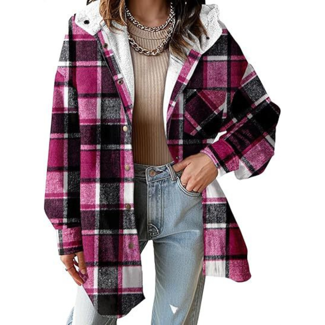 TALLULAH™ - Leger geschnittene karierte Kapuzenjacke