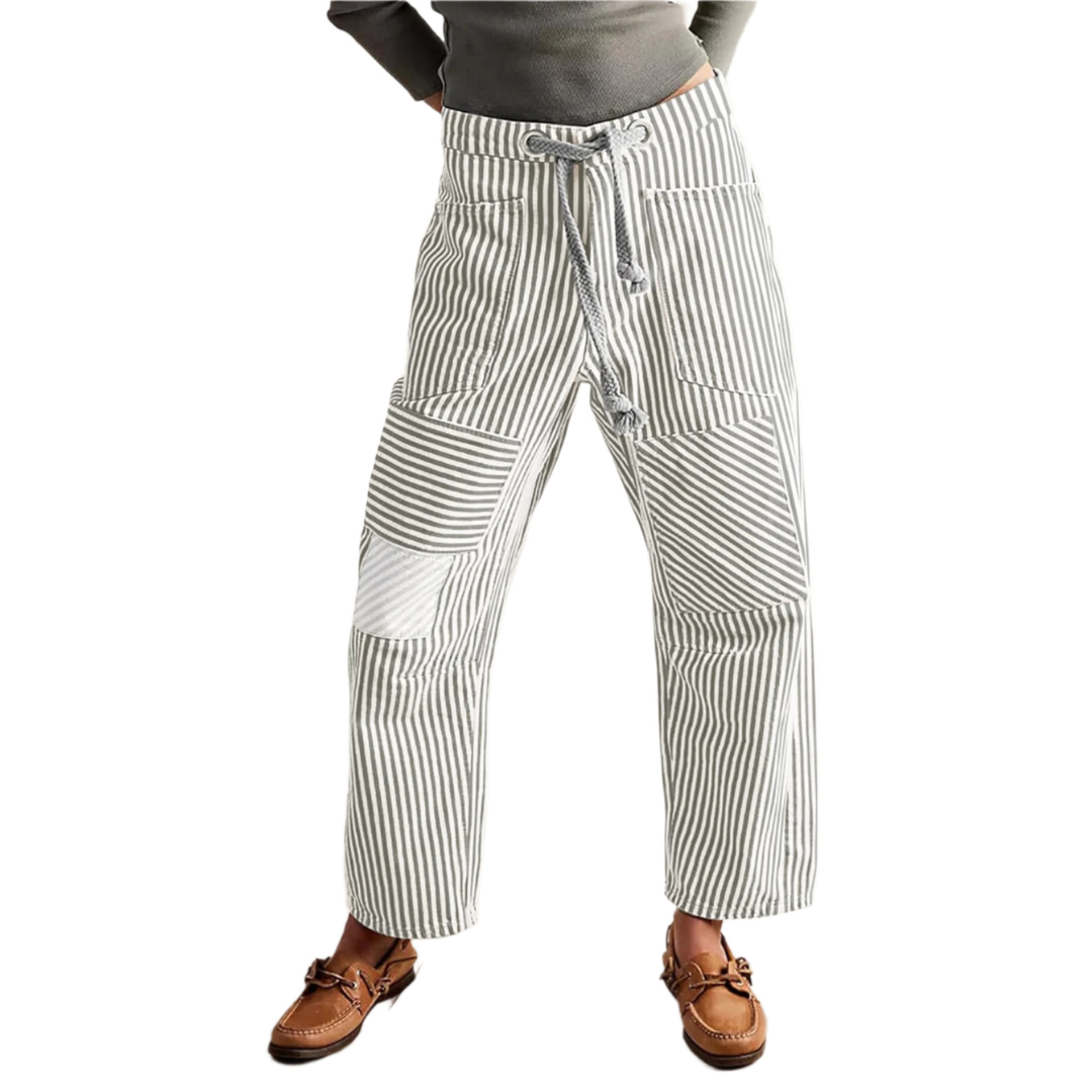 PERLAH™ – Elegante gestreifte Hose mit weitem Bein und Kordelzug