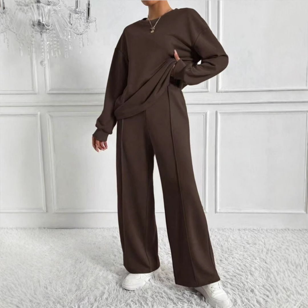 TINIDOR™ - Set aus langärmeligem Sweatshirt und High-Waist-Hose für die Freizeit