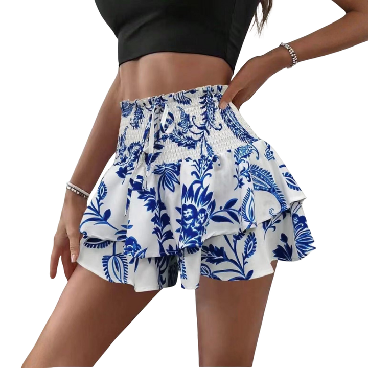 KIRRA™ – High-Waist Shorts mit Blumenmuster, Bindeband vorne und weitem Bein