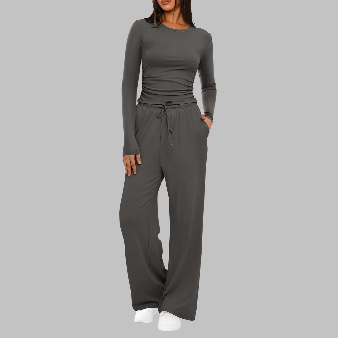 BELLE™ - Freizeit-Set aus Langarmshirt und Hose mit weitem Bein