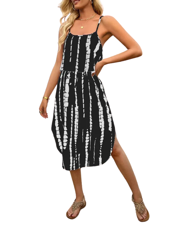 SOFIA™ – Freizeitkleid mit seitlichem Schlitz, Batikmuster und Blumenprint