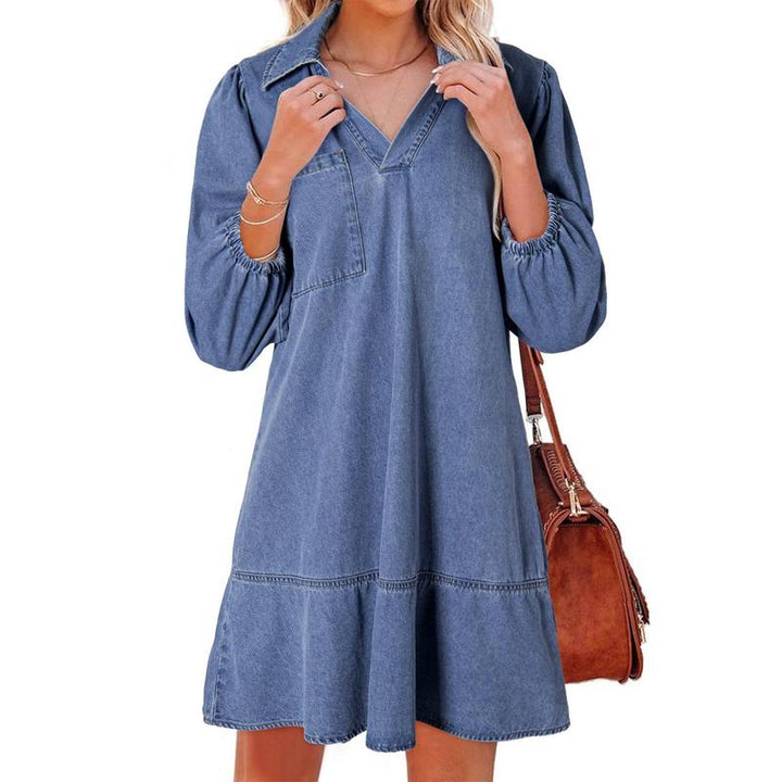 GEMMA™ – Klassisches Soft Washed Denim Kleid mit Puffärmeln
