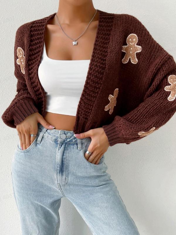 HEIDI™ – Strickjacke mit offenem Vorderteil und Cartoon-Print für gemütliche Outfits